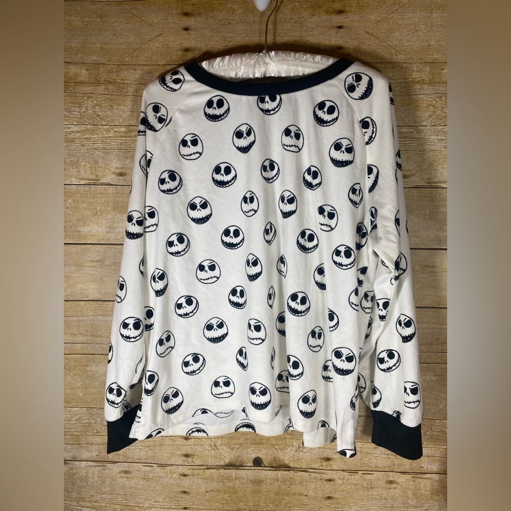 Nightmare Before Christmas sz L 12-14 Fleece Jack Skellington Pajama Top Disney